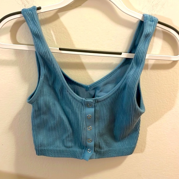 aerie Other - Aerie Blue Ribbed Button-Front Bra
